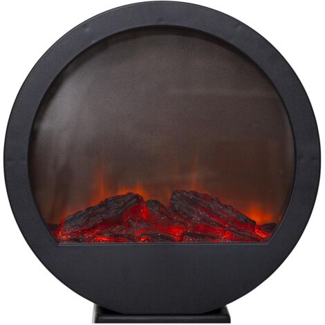 Star Trading Laterne Fireplace, Kaminlicht, Rund, Schwarz, LED, Timer, Warmweiß, Dekoration, 36 cm