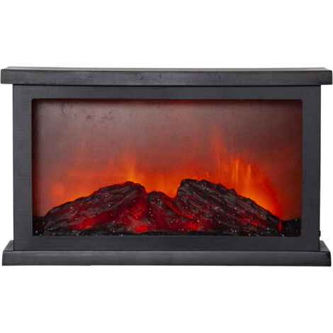 BEST SEASON Star Trading Laterne Fireplace, Kaminlicht, Schwarz, LED, Timer, Gelb, Dekoration, 30 cm