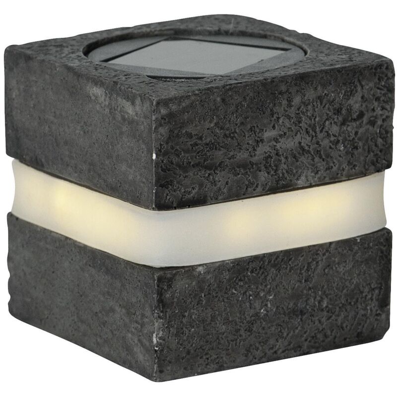 Led Solar Deko Stonecube 8x8,5cm 2er
