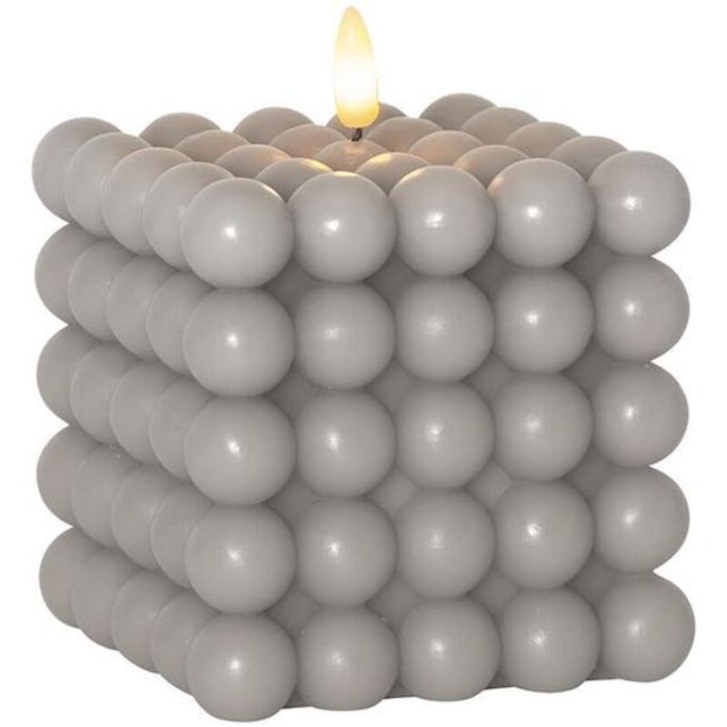 Star Trading - Bougie Flamme Dot, Bougie Bulle, Gris, led, Minuteur, Blanc chaud, 12,5 cm