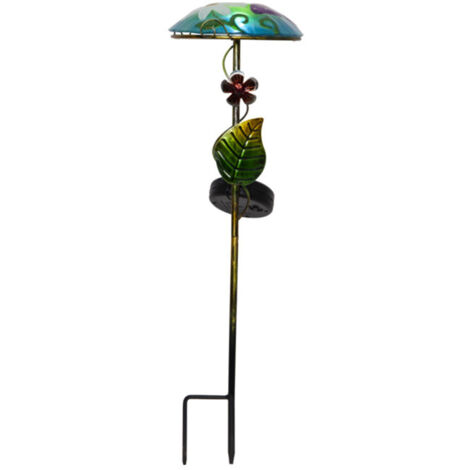 Star Trading Piquet de terre solaire Salona, décoration, LED, extérieur, design de fleurs et de papillons, capteur crépusculaire, blanc froid, 44 cm