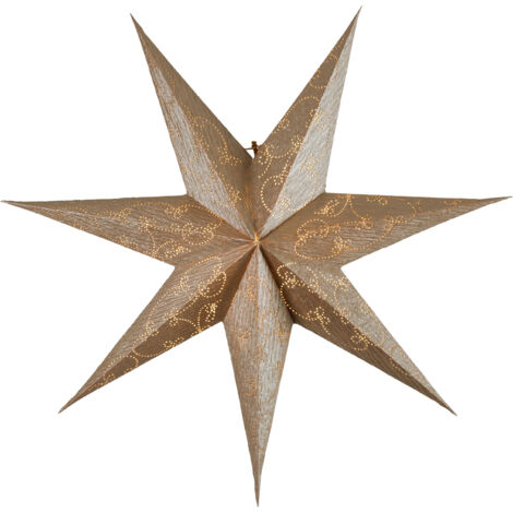 Star Trading Poinsettia Decorus de Star Trading, étoile de Noël en papier 3D dorée avec ornements, étoile décorative à suspendre, Ø : 63 cm