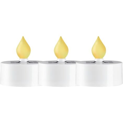Star Trading Solar-Kerzen-Set Saul, 3 Stück, Weiß, LED, Gelb, Dämmerungssensor, Außenbereich, 5,5 cm
