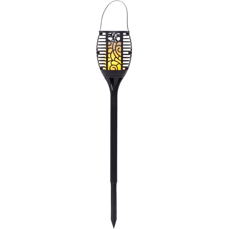Torche solaire Flame, décoration, noir, led, jaune, capteur crépusculaire, extérieur, 42 cm - Star Trading