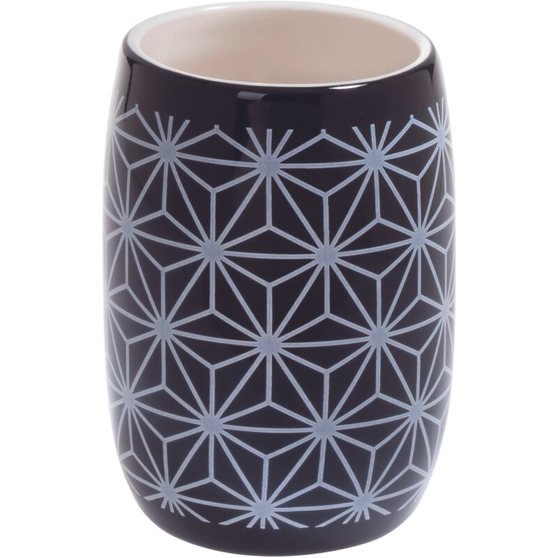 

Spirella - Star vaso para cuarto de baño 11 x 7 x 7 cm, color negro/blanco - Noir