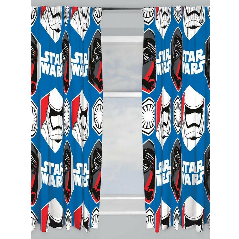 Image of Episode vii Awaken Pencil Pleat Curtains (Pack of 2) (66in x 54in) (Blue) - Blue - Star Wars