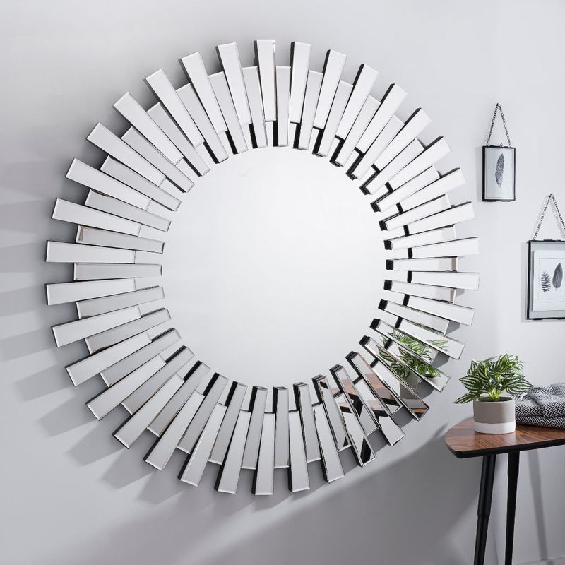 Starburst Large Silver Round Modern Mirror - STR-LRG-RND-MIR