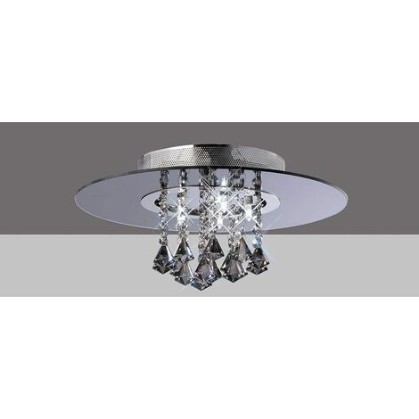 Starda ceiling light round 5 Bulbs polished chrome / smoked Mirror / smoked crystal