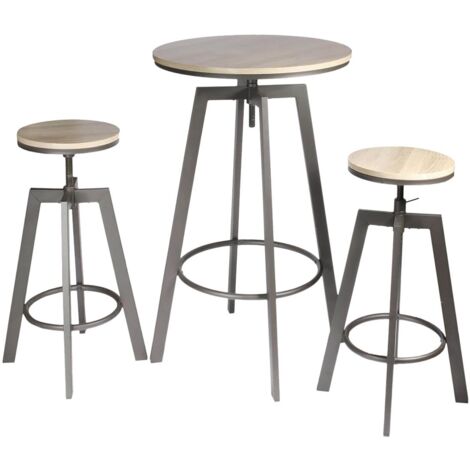 STARK - Ensemble Table Mange-Debout et 2 Tabourets Réglables