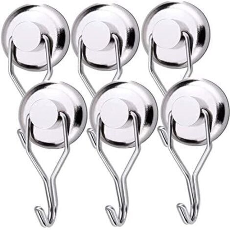 Starker 45 kg Magnet-Kühlschrankhaken (32D), Neodym-Silber, drehbar, für Küche, Geschirrtücher, Tisch, 6 Stück