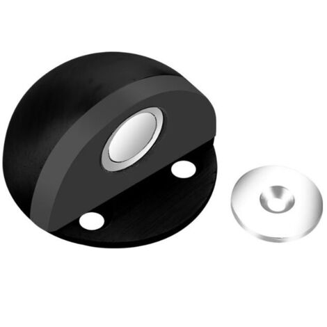 Starker magnetischer Türstopper aus Metall, robuster Türstopper mit 3M-Kleber, Bodentyp, versteckte selbstklebende Schrauben, 2 Stück, magnetisch, schwarz