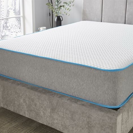 Starlight Beds - Memory foam open coil spring grey mattress. Small Single Mattress: 75cmx 190cm