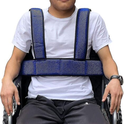 Starlight pour fauteuil roulant, sangle de fixation réglable pour fauteuil roulant, ceinture de siège élastique antidérapante et respirante (bleue)