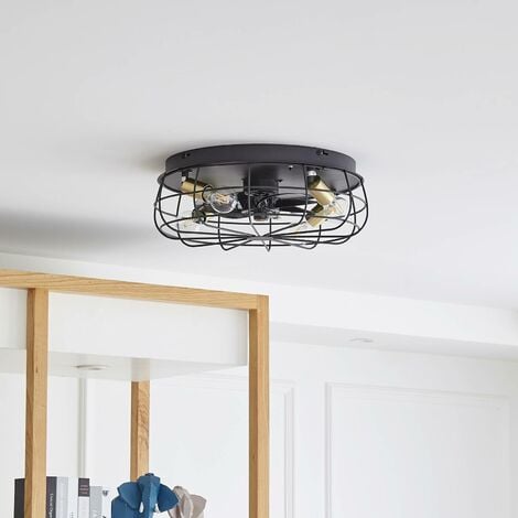 Faro Barcelona Chicago Ventilatore da soffitto con lampadina Nero 33703