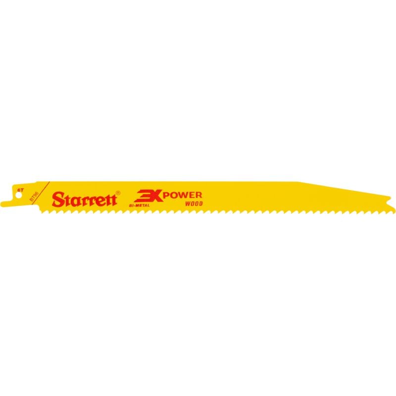 Starrett BT96-5 Bi-Metal Tapered Reciprocating Saw Blade for Wood, 228mm Length, 6 TPI, Pack of 5