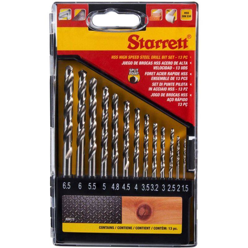Starrett HSS Split Point Drill Bit Set, 13 Piece
