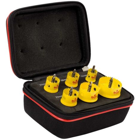 Starrett KCS06001 6-Piece Bi-Metal Cordless Smooth Cut Holesaw Kit for General Purpose Drilling