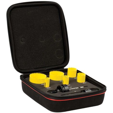 Starrett KFC06022 Fast Cut Bi-Metal Electrician's Hole Saw Kit – 8-Piece Professional Electrician's Circular Saw Set