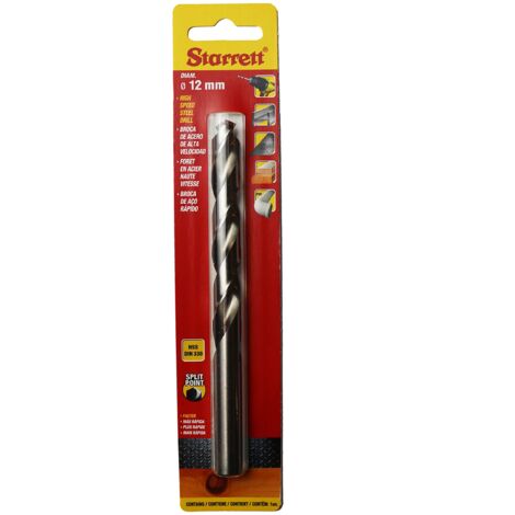 Starrett Punte da trapano a punta divisa, in acciaio HSS ad alta velocità, 12 x 151 mm, KBAR120, per acciaio e ghisa, materiali morbidi in ferro