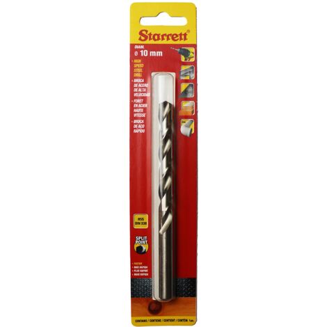 Starrett Punte per trapano a punta divisa, in acciaio HSS ad alta velocità, 10 x 133 mm, KBAR100, per acciaio e ghisa, legno e materiali morbidi in ferro