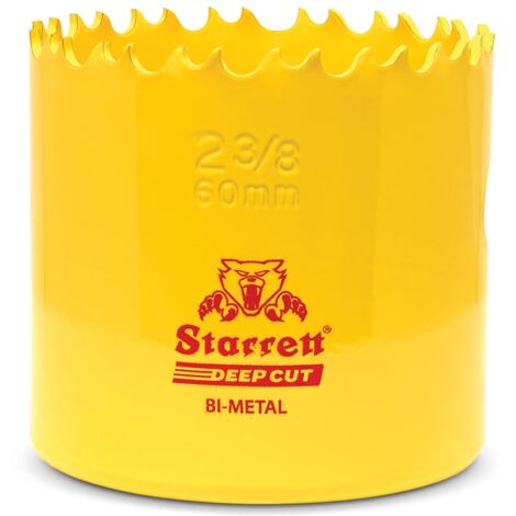Starrett Sega a tazza per taglio profondo, DCH0238, bimetallica resistente, con denti extra in cobalto HSS, per metalli, legno, ghisa, fibra di vetro, materie plastiche, 60 mm