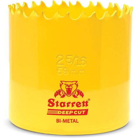 Starrett Sega a tazza per taglio profondo, DCH0256, bimetallica resistente, con denti extra in cobalto HSS, per metalli, legno, ghisa, fibra di vetro, materie plastiche, 59 mm