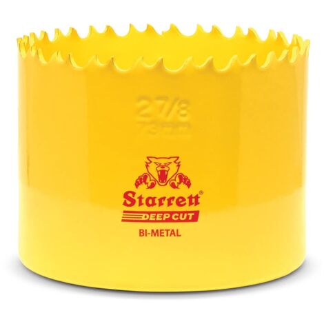 Starrett Sega a tazza per taglio profondo, DCH0278, bimetallica resistente, con denti extra in cobalto HSS, per metalli, legno, ghisa, fibra di vetro, materie plastiche, 73 mm