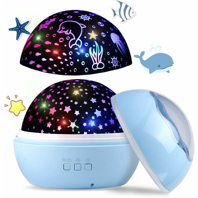 Hoopzi - Starry Sky led Projector, Baby Night Light, Ocean World 2 in 1 Projection Lamp with usb Cable (Blue)