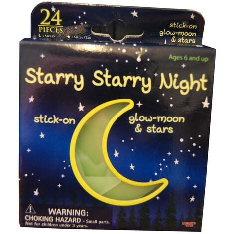 KANDY TOYS Starry Starry Night 24 Stick-On Bedroom Moon, Stars, Galaxy Mix