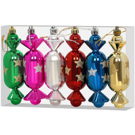 StarryLights Weihnachtsbaumschmuck-Set, bonbonförmige Kugeln, Farbmix