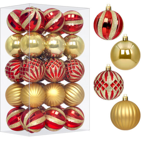 StarryLights Weihnachtskugel-Set, rot und gold - elegante Weihnachtsdekoration