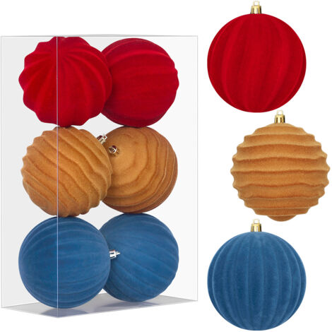 StarryLights Weihnachtskugel-Set: Samtkugeln in drei Farben mit dekorativer Textur