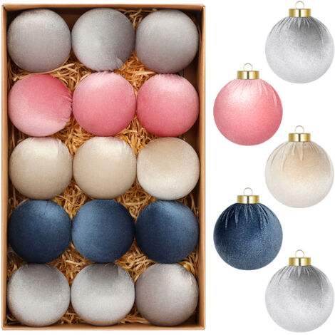StarryLights Weihnachtskugel-Set – Samtkugeln in Pastellfarben