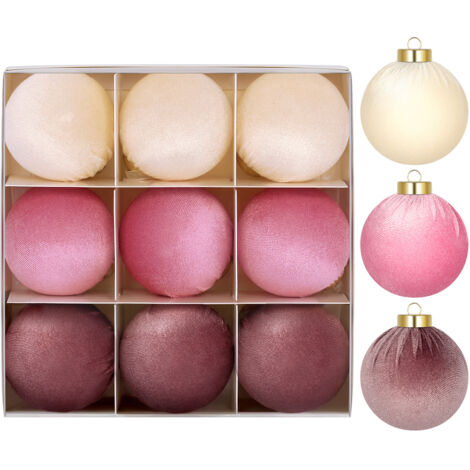 StarryLights Weihnachtskugel-Set – Samtkugeln in Rosa- und Beigetönen