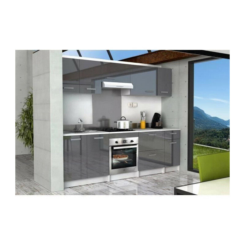 Start Meuble bas de cuisine l 60 cm avec plan de travail inclus - Gris Brillant