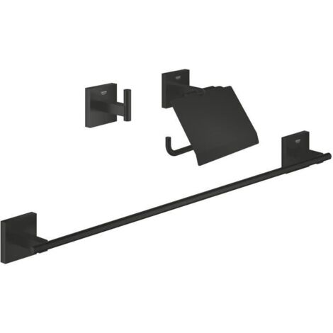 Start Cube set d'accessoires salle de bain 3 en 1 en métal avec fixations cachées , noir mat (G411242430)