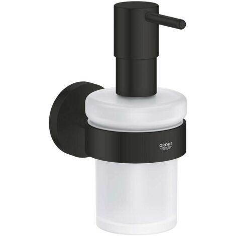 Start distributeur de savon 160 ml en verre avec support mural et fixations cachées, noir mat (G411952430)