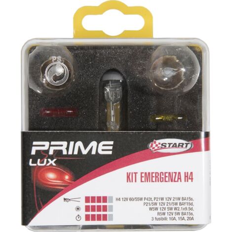 START H4 Kit Emergenza Alogena per luci auto 12V 5 lampade+2 fusibili Originale
