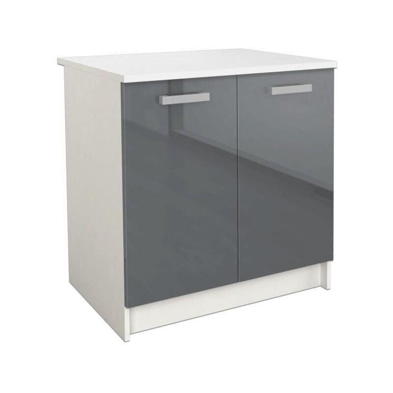 Start Meuble bas de cuisine l 80 cm - Gris brillant