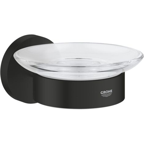 Start porte-savon mural en verre avec support et fixations cachées, noir mat (G411932430)