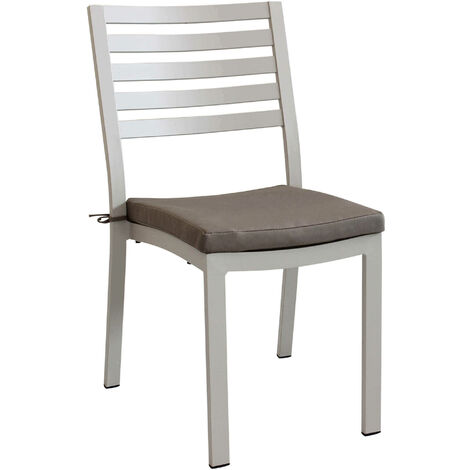 Startbarer Aluminium -Außenstuhl mit Valhalla -Kissen - Beige