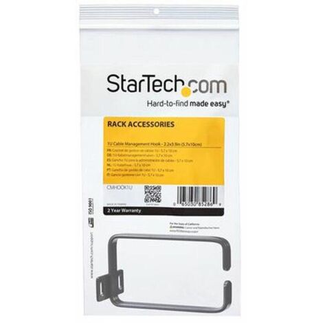 Startech CMHOOK1U crochet de gestion câble noir 5.7x10 cm