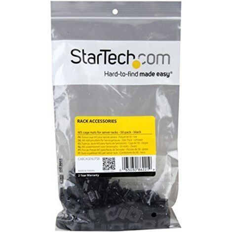 Startech Käfigmuttern M5 schwarz - Packung mit 50 Stück Stahl