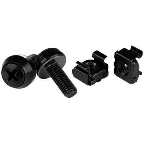 StarTech M6 x 12mm Schrauben und Käfigmuttern Schwarz Pack 50