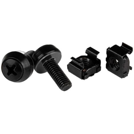 StarTech M6 x 12mm Vis et Écrous Cage Noir Pack 50