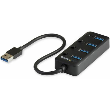 StarTech ST HB30A4AIB - USB 3.0, 4 Port USB-A Hub, 4x USB-A, mit Schaltern, schwarz