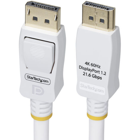 StarTech STARTECH.COM 6ft 1.8m White VESA Certified DisplayPort 1.2 Cable 4K 60Hz 21.6Gbps Latching DP Connectors DP 1.2 Cable (DP12-CABLE-6FTW)