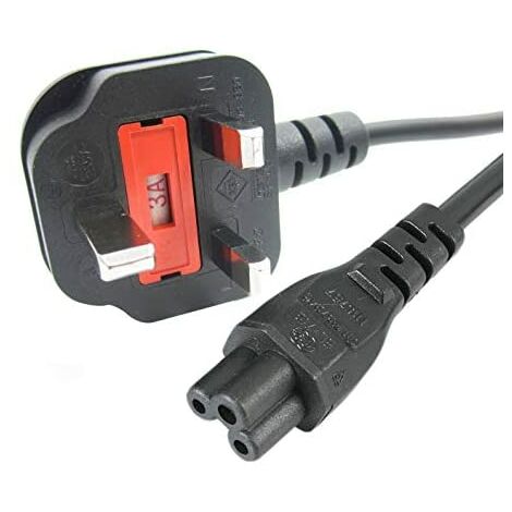 Startech.com 1m laptop power cable - cable with 3 pins for uk bs-1363 to c5 cloverleaf,lifetime warranty