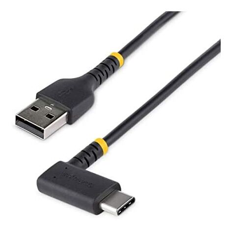 StarTech.com 2m USBUSB A vers USB C coudé - Angle droit - Câble de charge rapide USB-C - Très résistant - USB 2.0 A vers USB Type-C - Fibre aramide - 3A - Chargement (R2ACR-2M-USB-USB-CABLE)