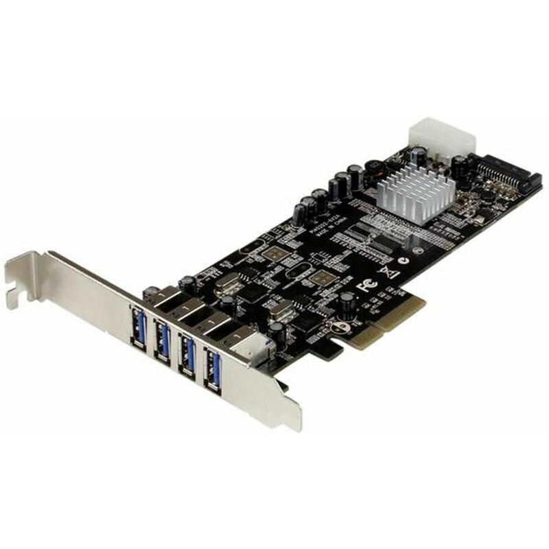 

Adaptador Tarjeta PCI Express PCI-E 4 Puertos USB 3.0 UASP Bus Doble con Alimentación Molex SATA - Startech.com